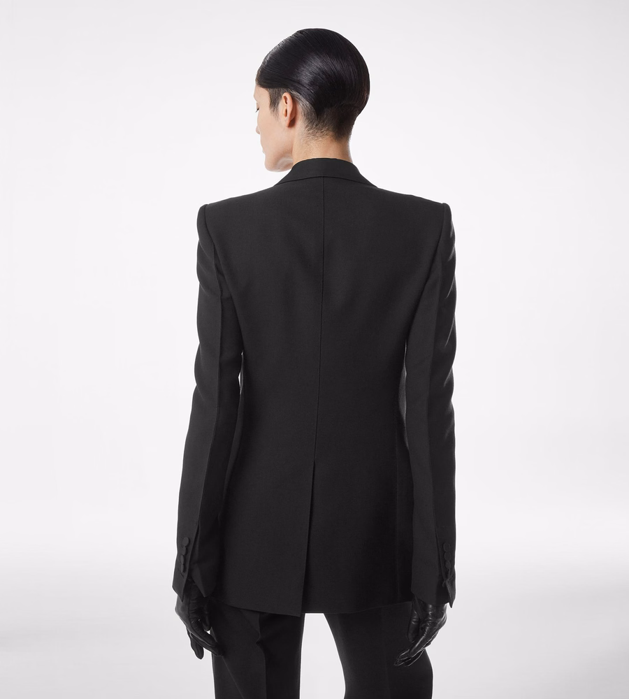 WOOL SILK BLEND SINGLE BREASTED TUXEDO JACKET