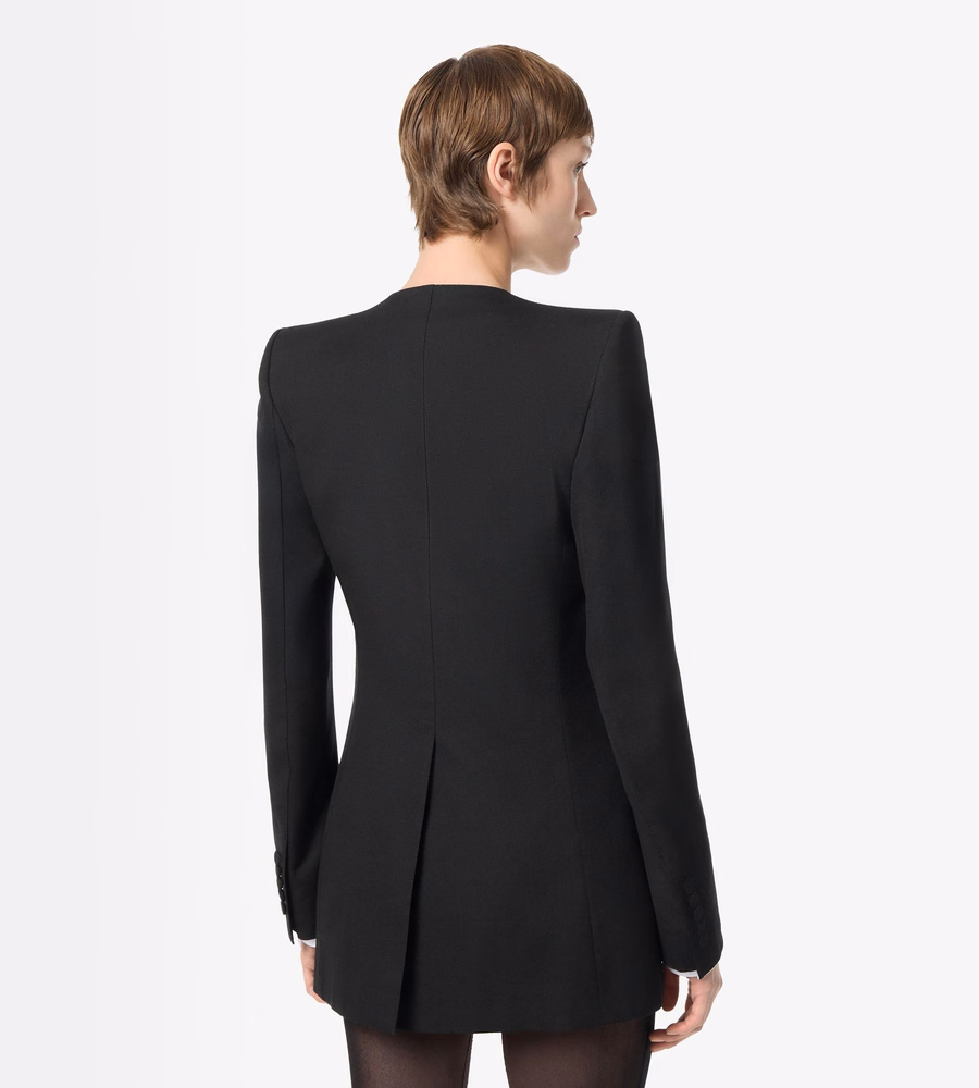 COLLARLESS WOOL SILK JACKET