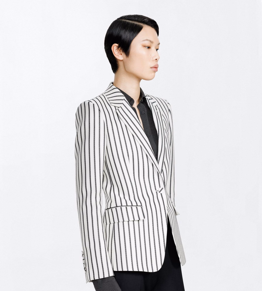 STRIPED COTTON BLEND JACQUARD BOYFRIEND JACKET
