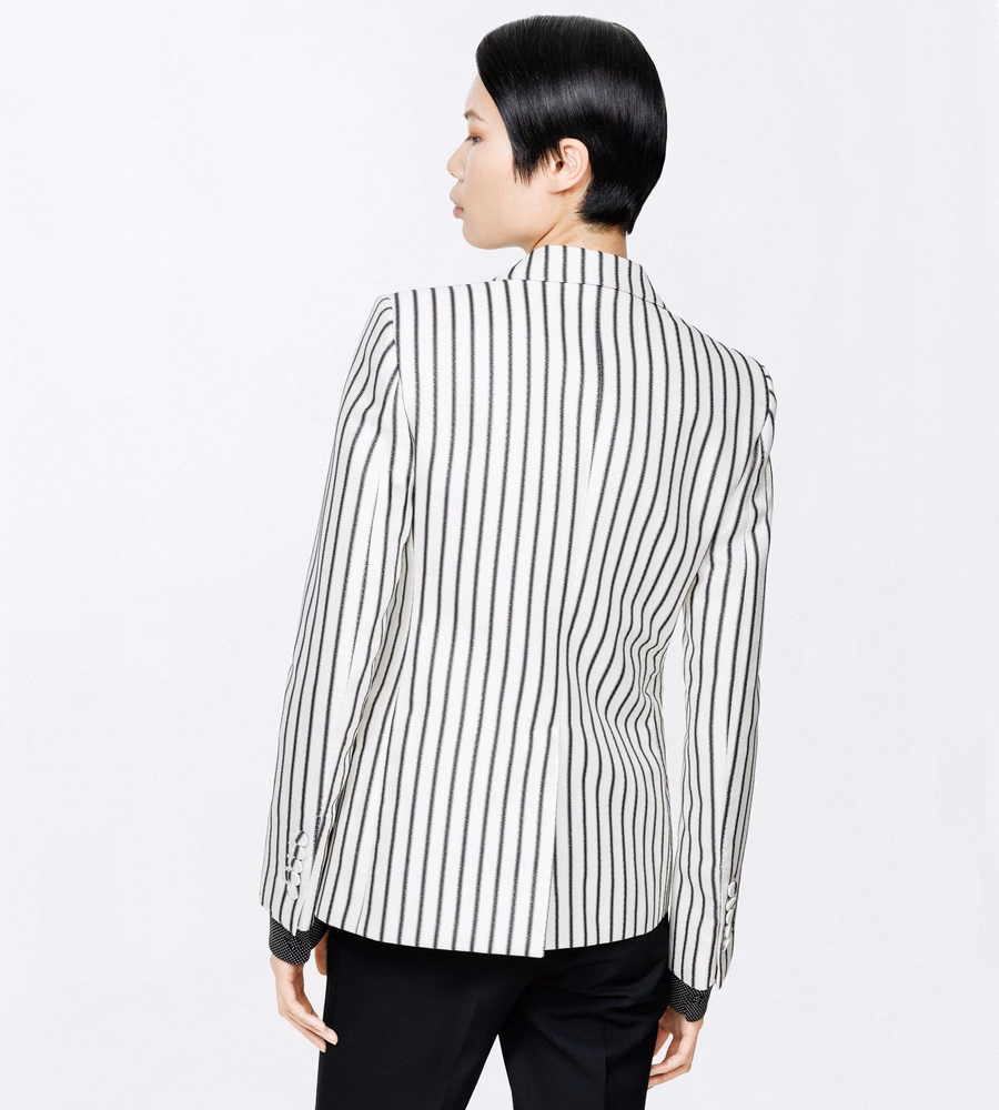 STRIPED COTTON BLEND JACQUARD BOYFRIEND JACKET