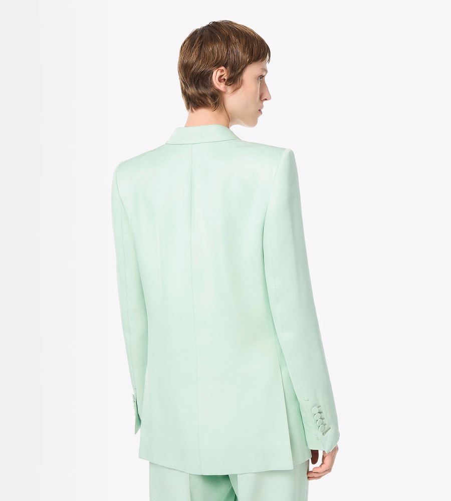 DOUBLE BREASTED PEAK LAPEL JACKET HEAVY SILK TWILL