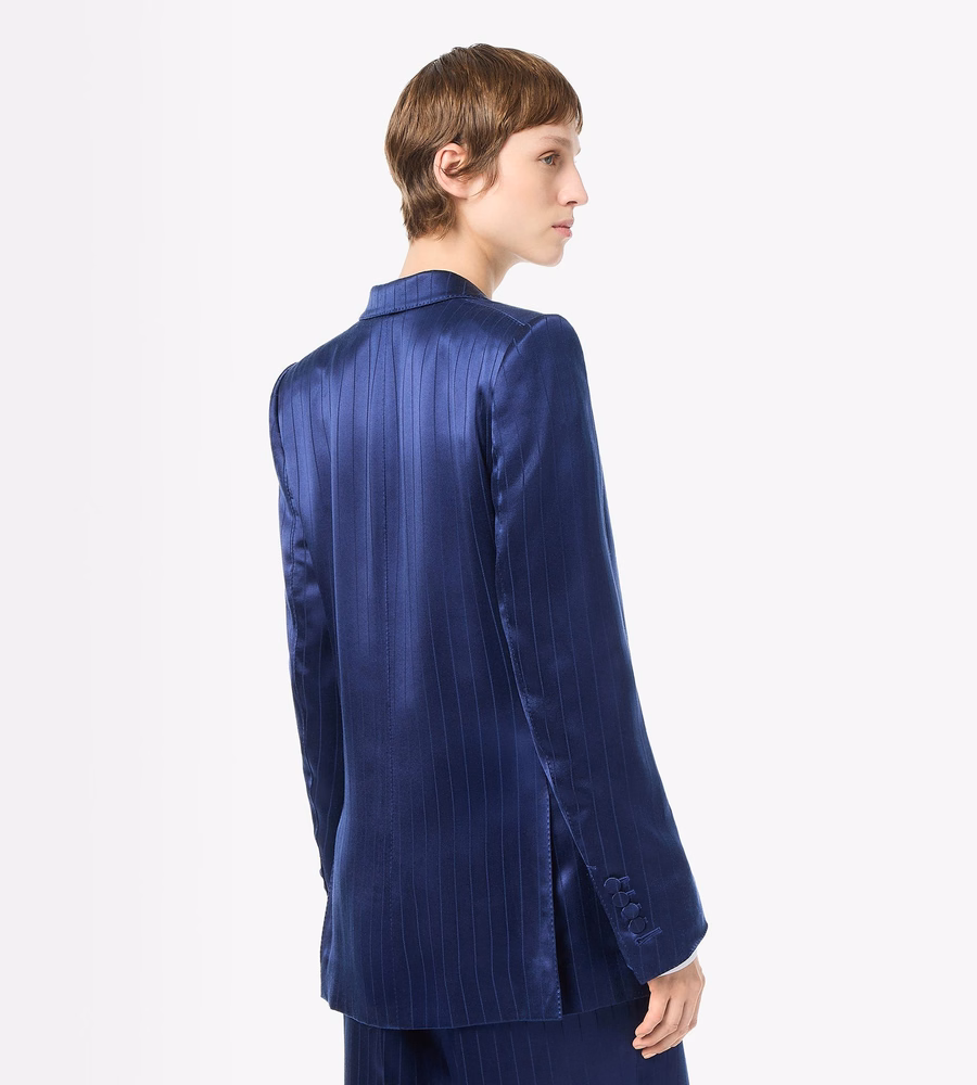 DOUBLE BREASTED PEAK LAPEL STRIPED JACKET