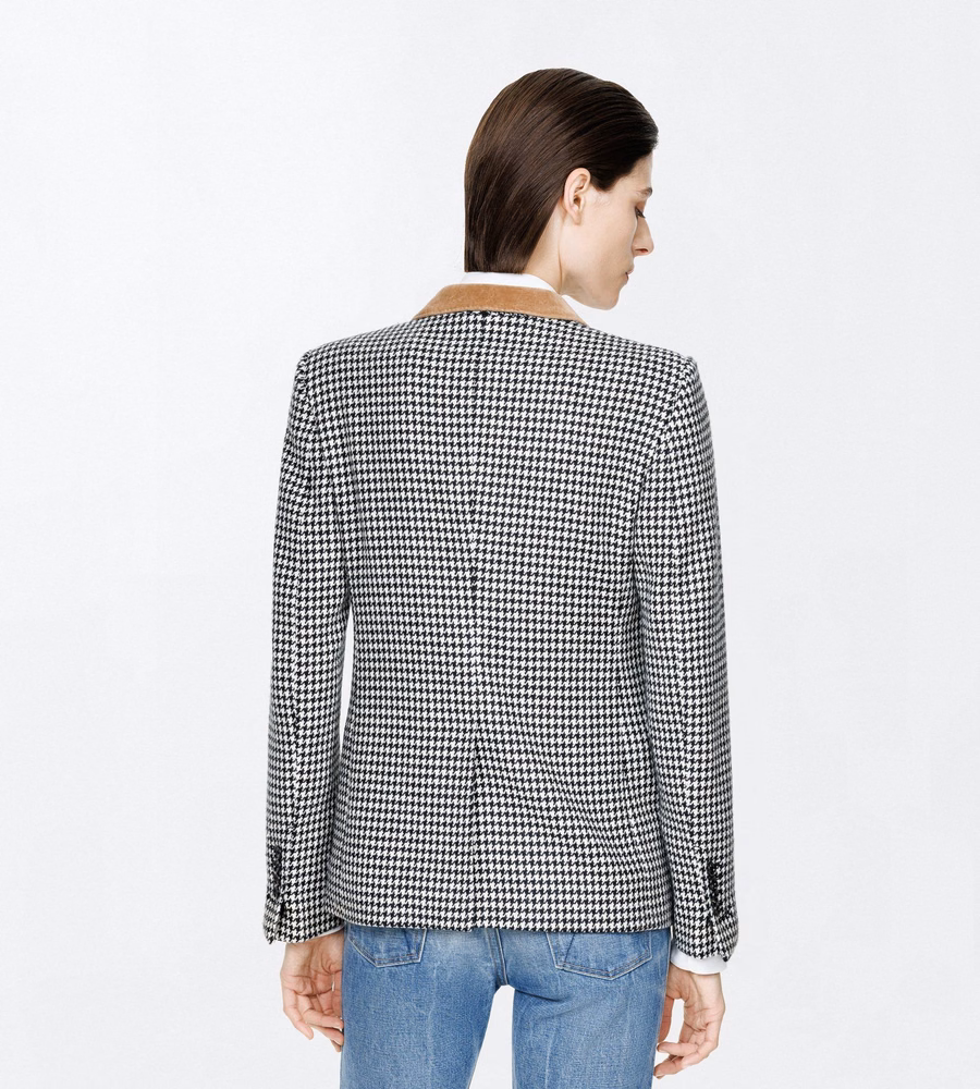 CASHMERE PIED DE POULE SINGLE BREASTED BOYFRIEND JACKET