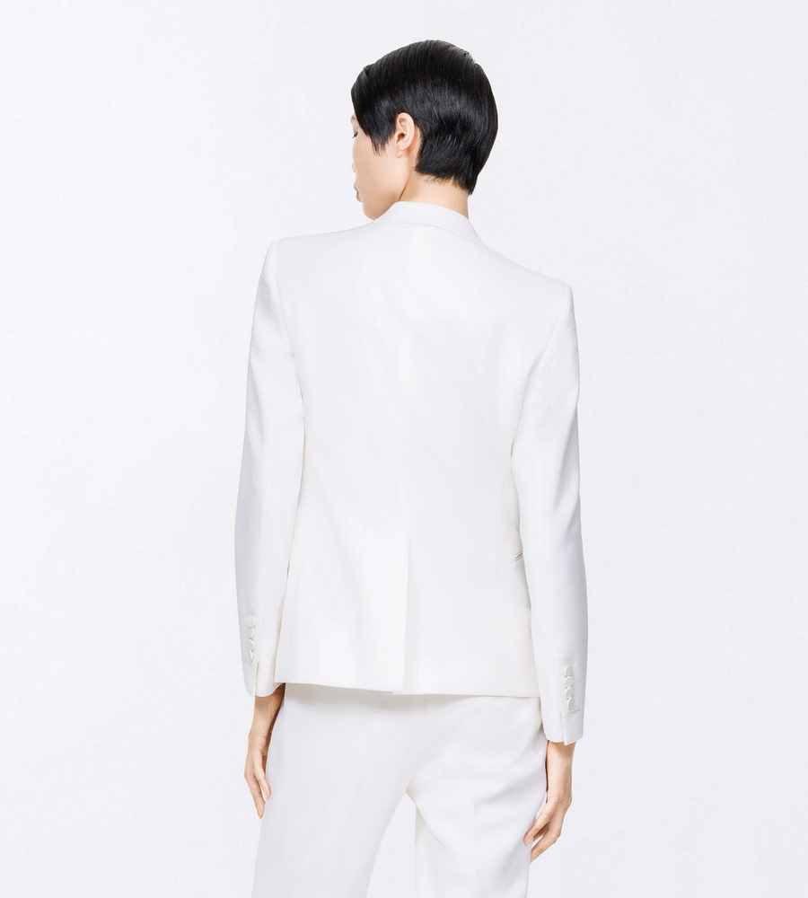 SHARP GRAIN DE POUDRE SINGLE BREASTED TUXEDO BOYFRIEND JACKET