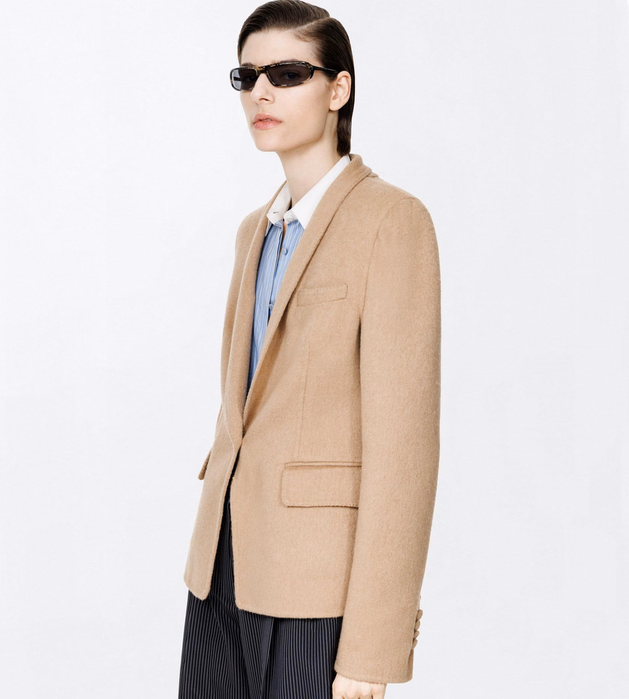 PURE CAMEL SINGLE BREASTED SHAWL LAPEL JACKET