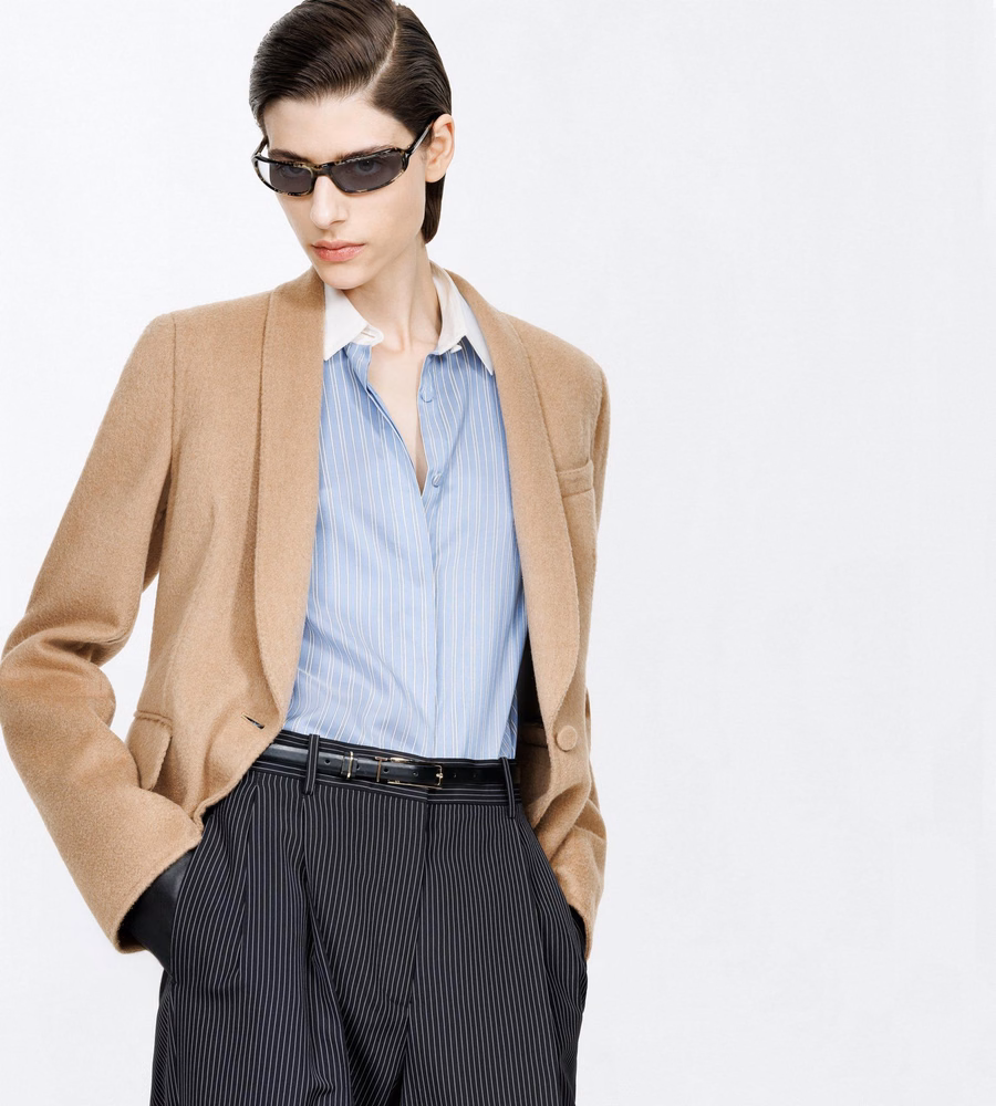 PURE CAMEL SINGLE BREASTED SHAWL LAPEL JACKET