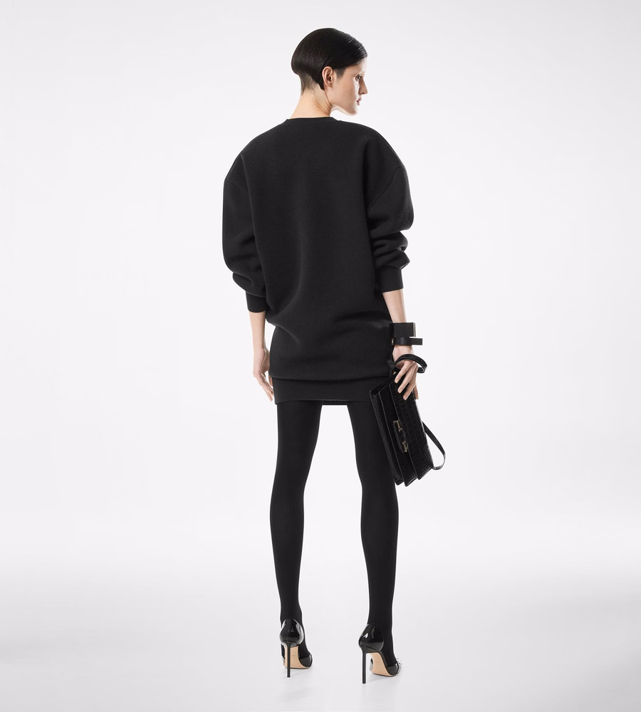 SCULPTURAL WOOL CASHMERE SWEATSHIRT MINI DRESS