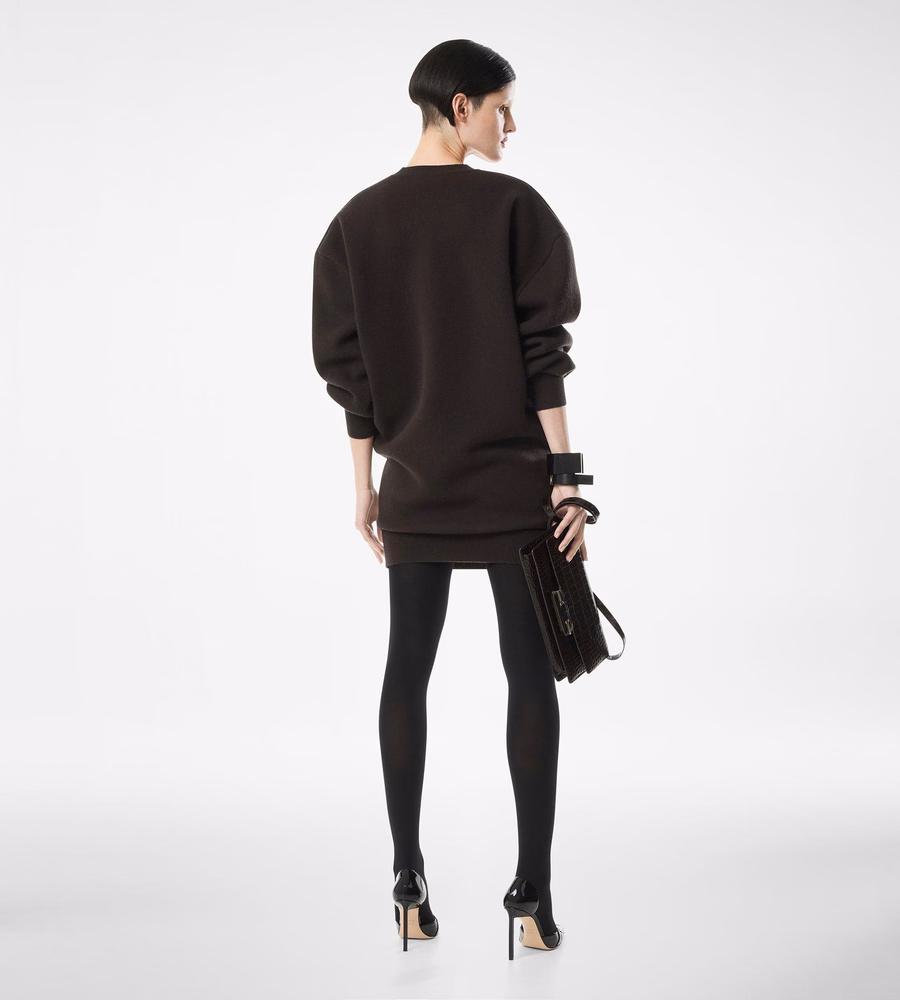 SCULPTURAL WOOL CASHMERE SWEATSHIRT MINI DRESS