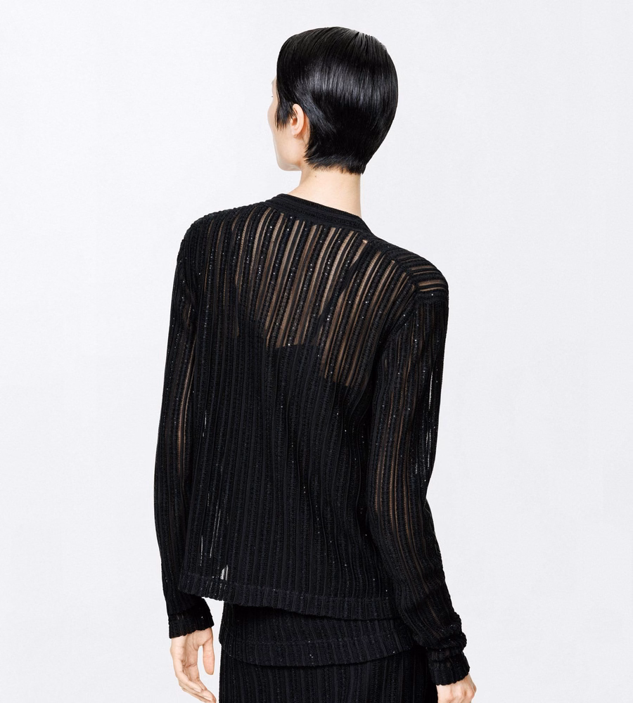 SHEER VELVET WITH MICRO SEQUINS RELAXED EVENING CARDIGAN