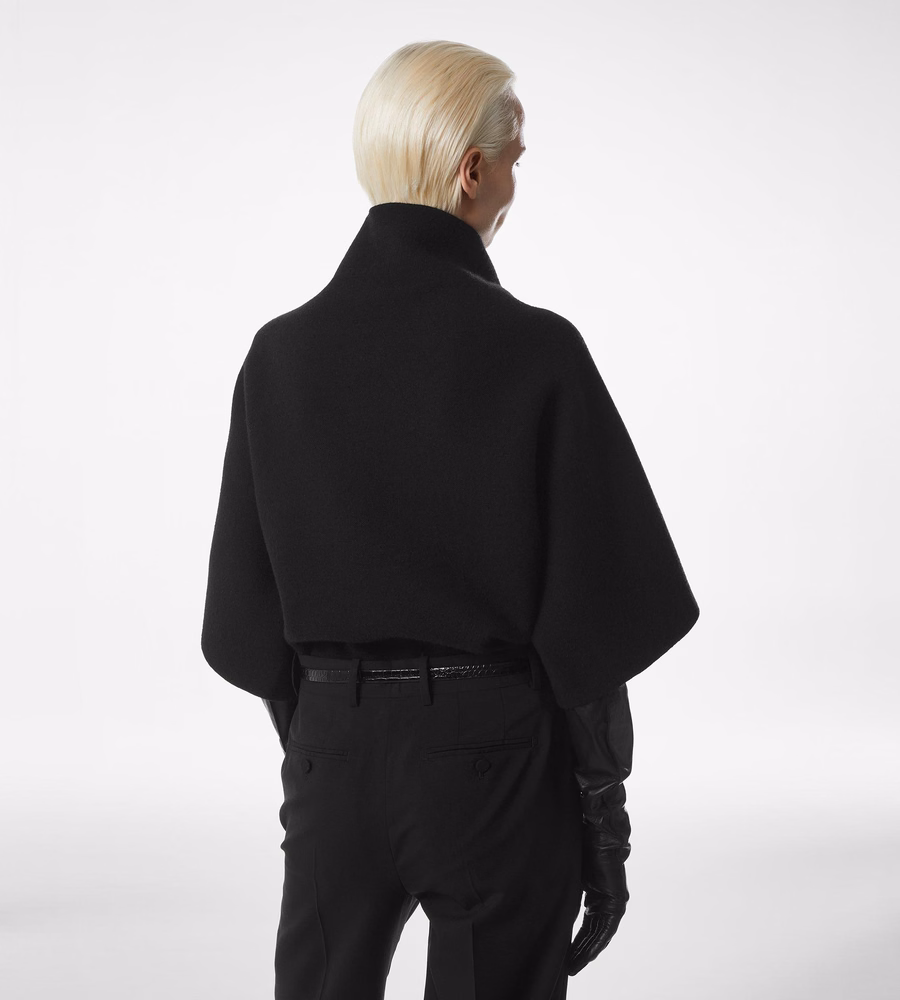 ULTRAFINE CASHMERE BLEND FUNNEL NECK SCULPTURAL T-SHIRT