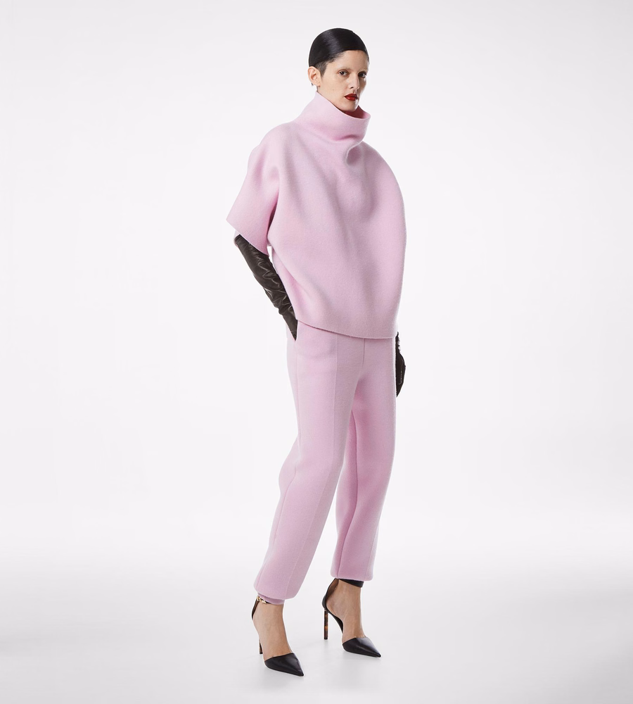 ULTRAFINE CASHMERE BLEND FUNNEL NECK SCULPTURAL T-SHIRT