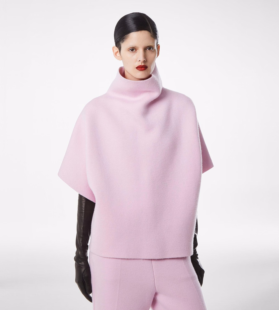 ULTRAFINE CASHMERE BLEND FUNNEL NECK SCULPTURAL T-SHIRT