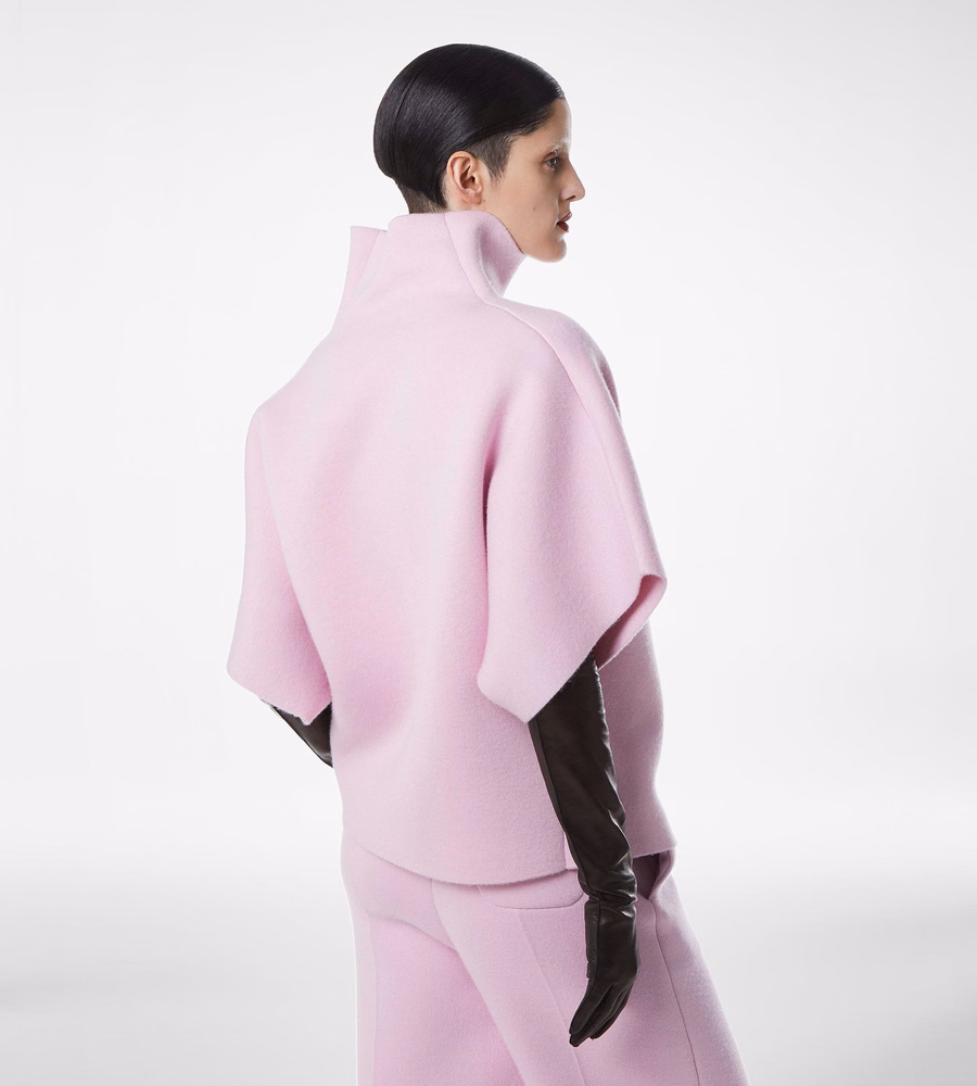 ULTRAFINE CASHMERE BLEND FUNNEL NECK SCULPTURAL T-SHIRT
