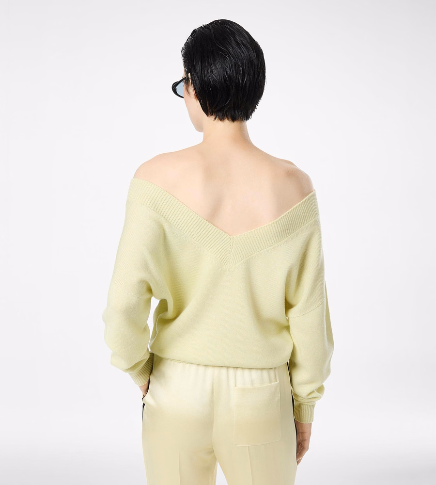 CASHMERE OFF THE SHOULDER V-NECK KNIT