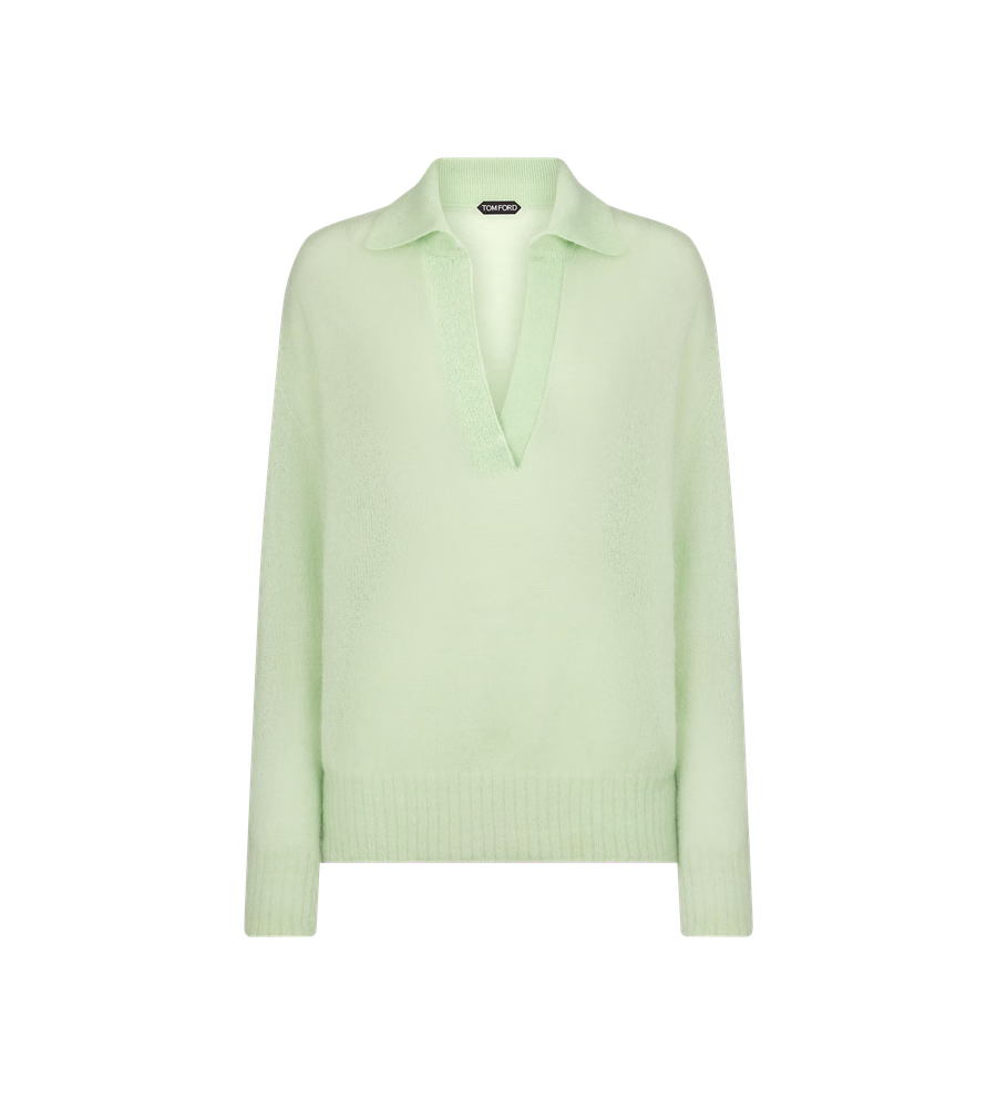ULTRASOFT CASHMERE SILK OVERSIZED OPEN POLO COLLAR KNIT