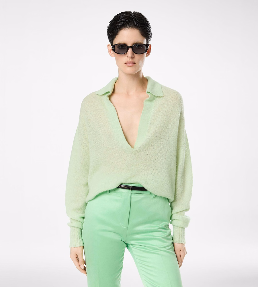 ULTRASOFT CASHMERE SILK OVERSIZED OPEN POLO COLLAR KNIT