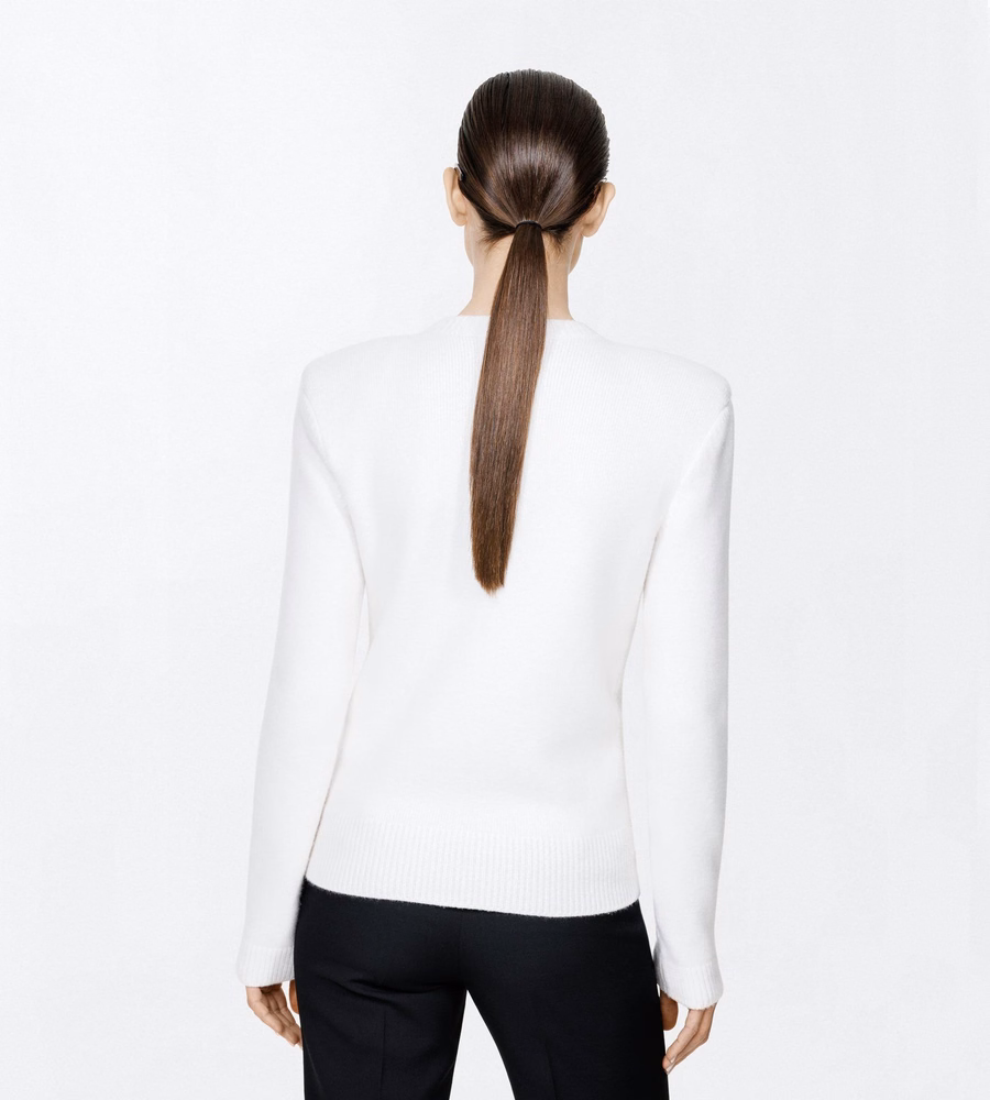 COTTON CASHMERE CREWNECK KNIT WITH STRUCTURED SHOULDERS