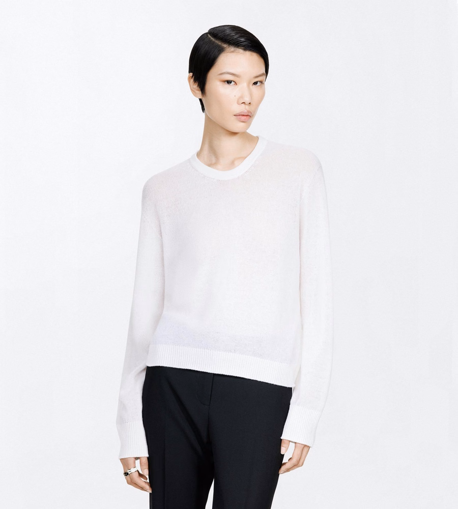 SEAMLESS CASHMERE ASYMMETRIC CREWNECK KNIT