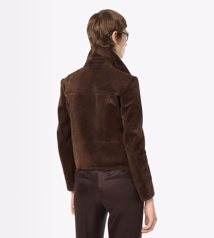 SUEDE BIKER JACKET WITH T-TRIM