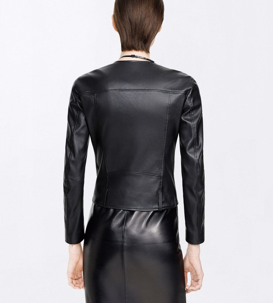 STRETCH NAPPA LEATHER FITTED CAFE RACER JACKET