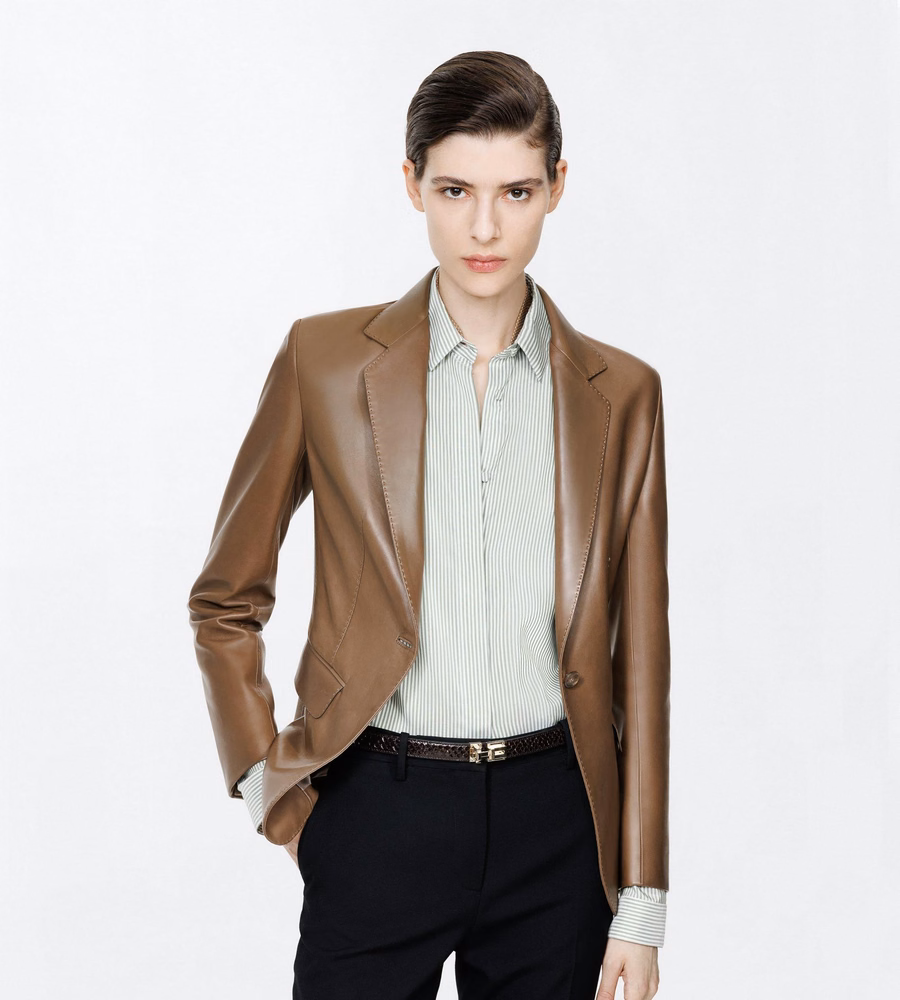 GUANTERIA LEATHER SINGLE BREASTED JACKET