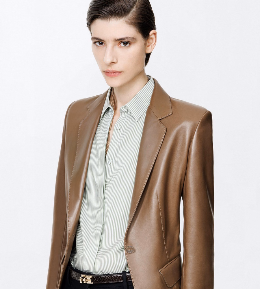 GUANTERIA LEATHER SINGLE BREASTED JACKET