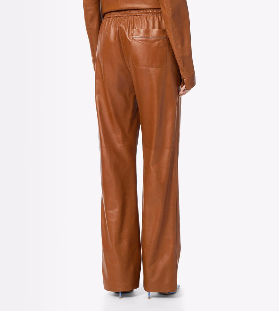 LIGHTWEIGHT GUANTERIA LEATHER PAJAMA PANTS WITH PIPING