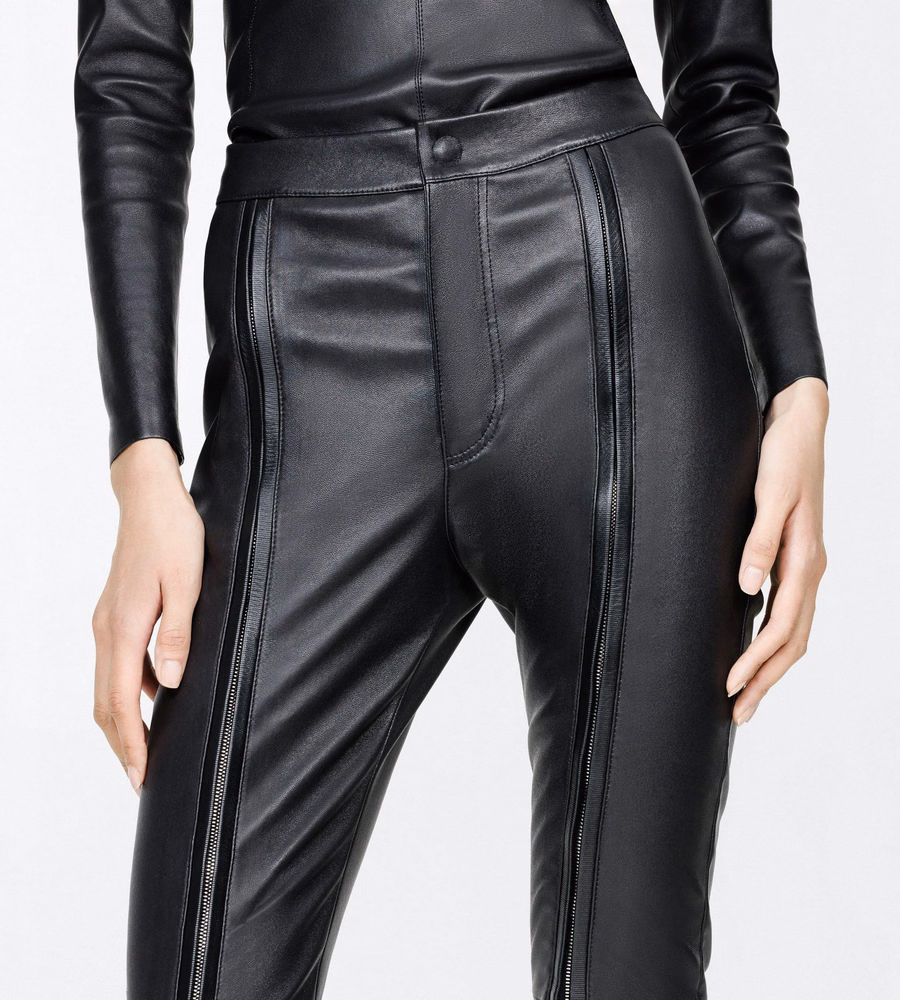 STRETCH NAPPA LEATHER SKINNY PANTS WITH ZIP DETAILS