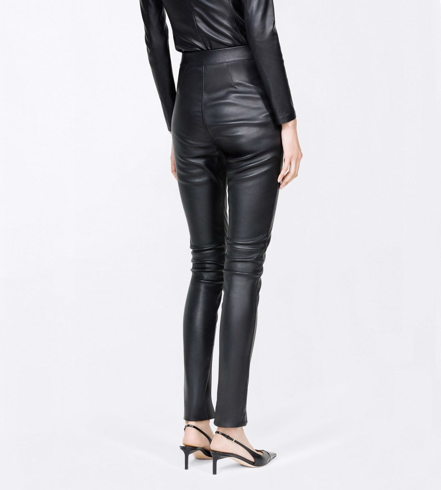 STRETCH NAPPA LEATHER SKINNY PANTS WITH ZIP DETAILS
