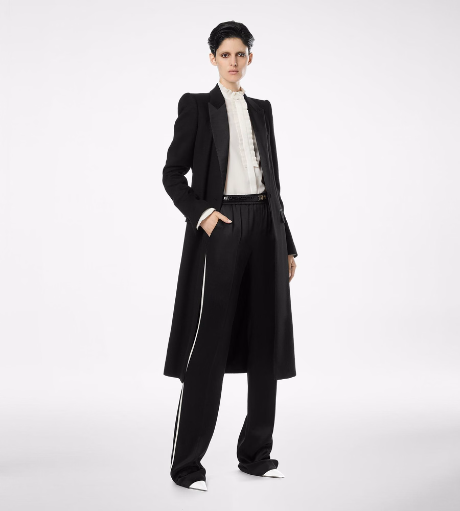 DOUBLE FACE LIGHT WOOL SINGLE BREASTED EVENING COAT
