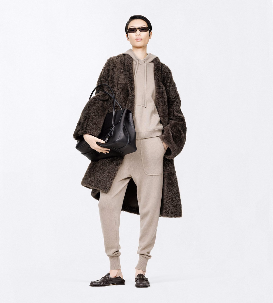 WAVY LAMB SHEARLING REVERSIBLE COCOON COAT
