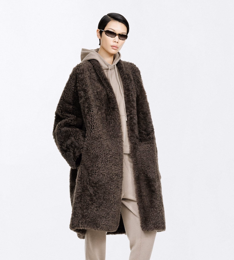 WAVY LAMB SHEARLING REVERSIBLE COCOON COAT