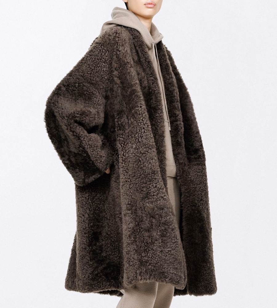 WAVY LAMB SHEARLING REVERSIBLE COCOON COAT