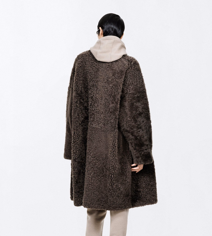 WAVY LAMB SHEARLING REVERSIBLE COCOON COAT