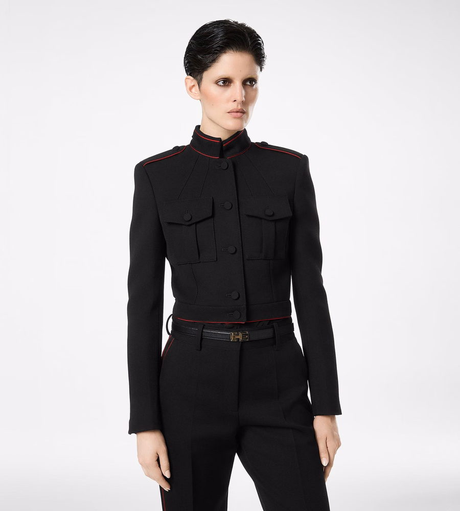 SHARP WOOL GABARDINE OFFICER JACKET WITH PIPING