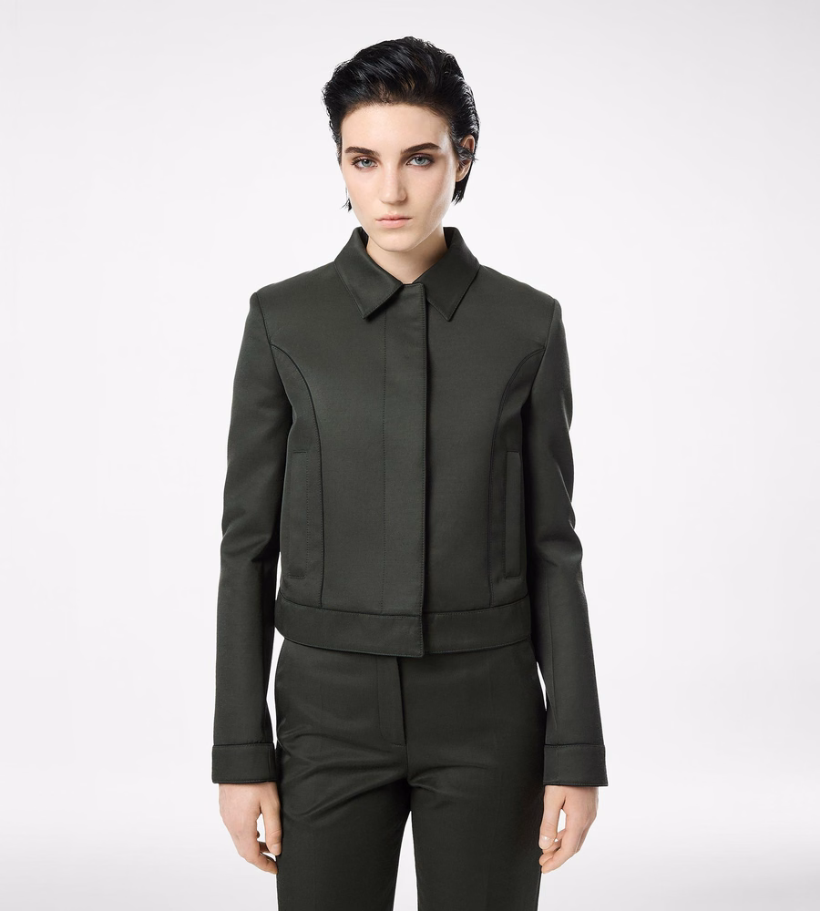 COTTON VISCOSE TWILL BLOUSON WITH PIPING