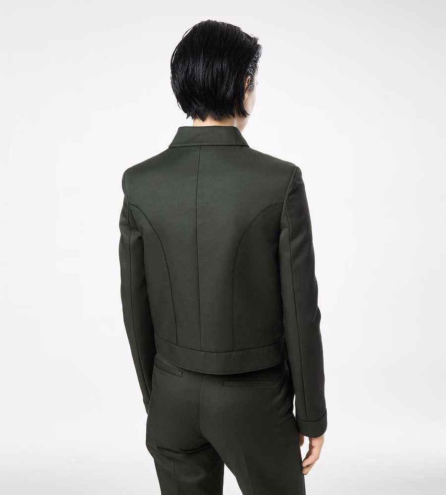 COTTON VISCOSE TWILL BLOUSON WITH PIPING