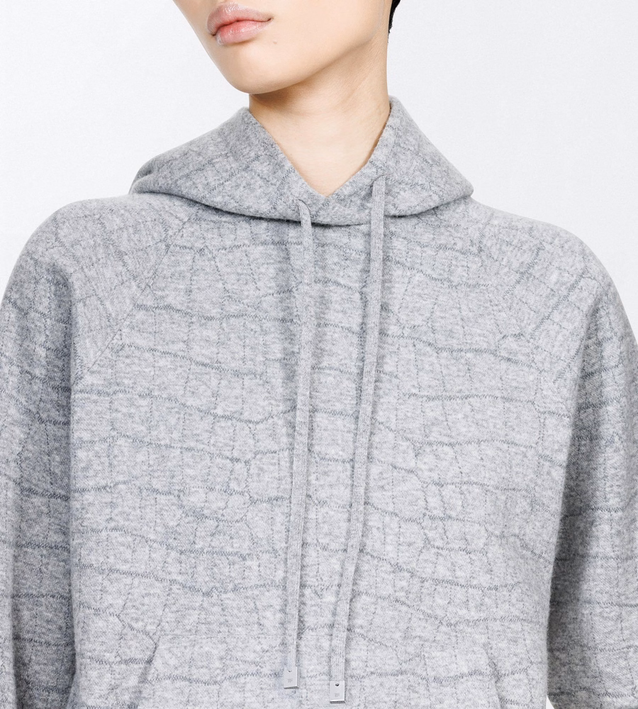 CASHMERE COTTON CROCO JACQUARD JERSEY HOODIE