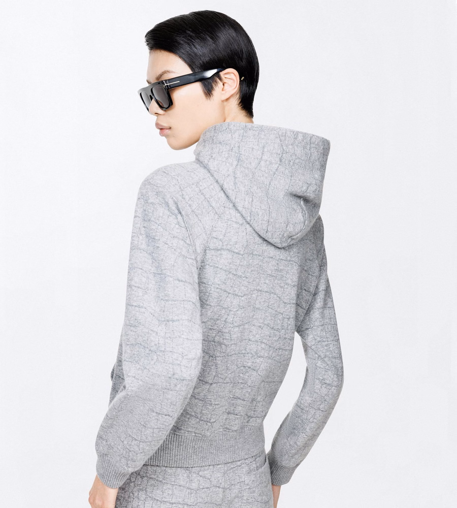 CASHMERE COTTON CROCO JACQUARD JERSEY HOODIE