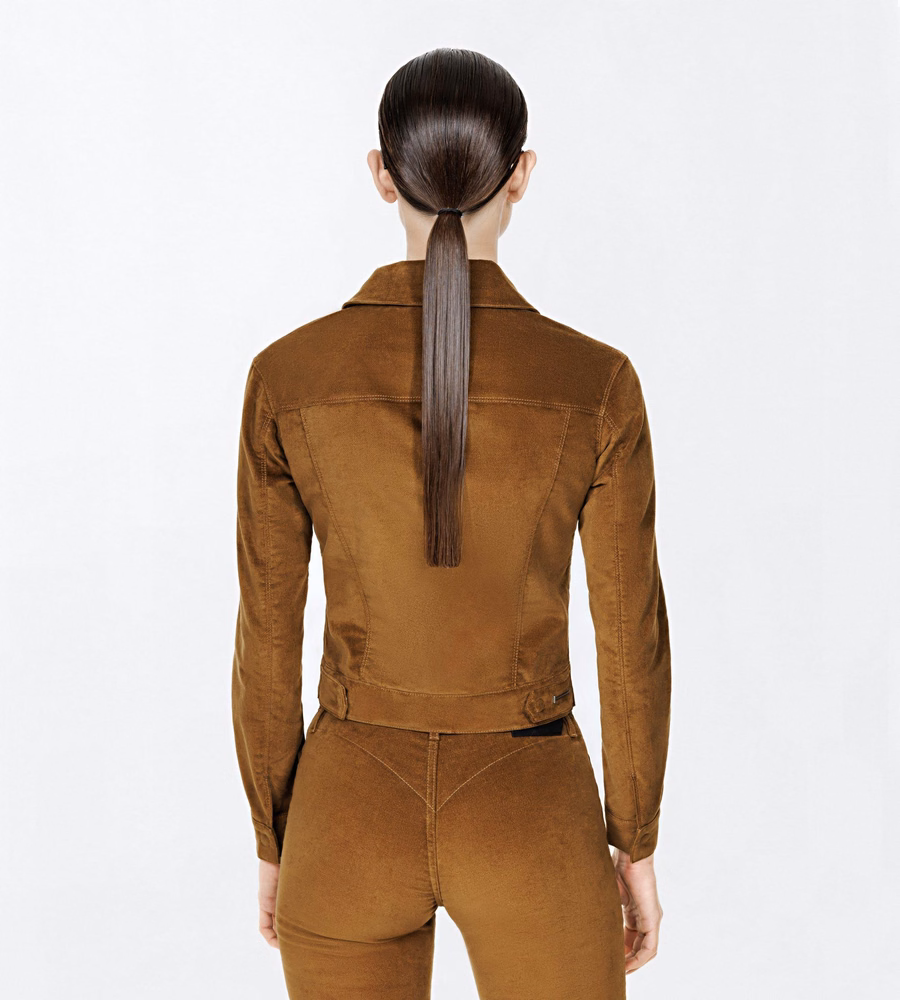STRETCH COTTON VELVET WESTERN JACKET WITH T-TRIM