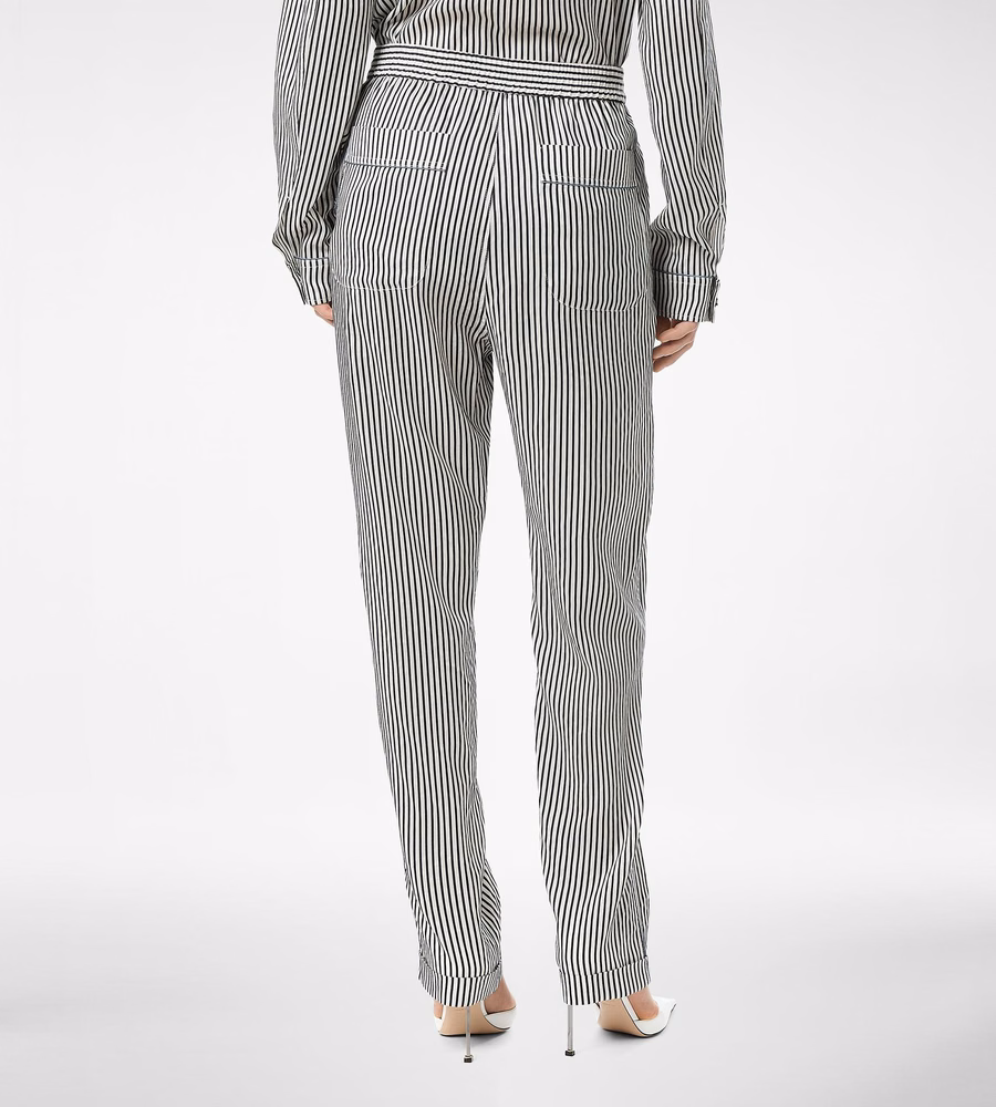 STRIPED SILK PJ PANTS WITH PIPING