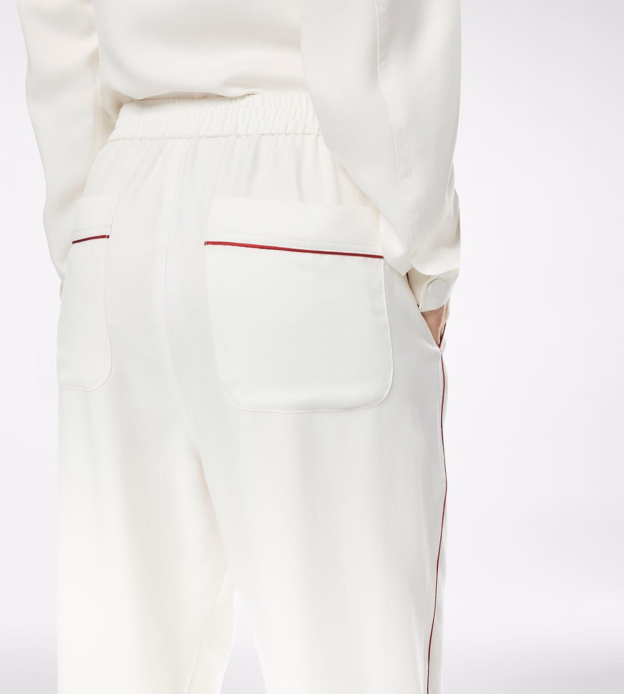 SILK TWILL PJ PANTS WITH PIPING