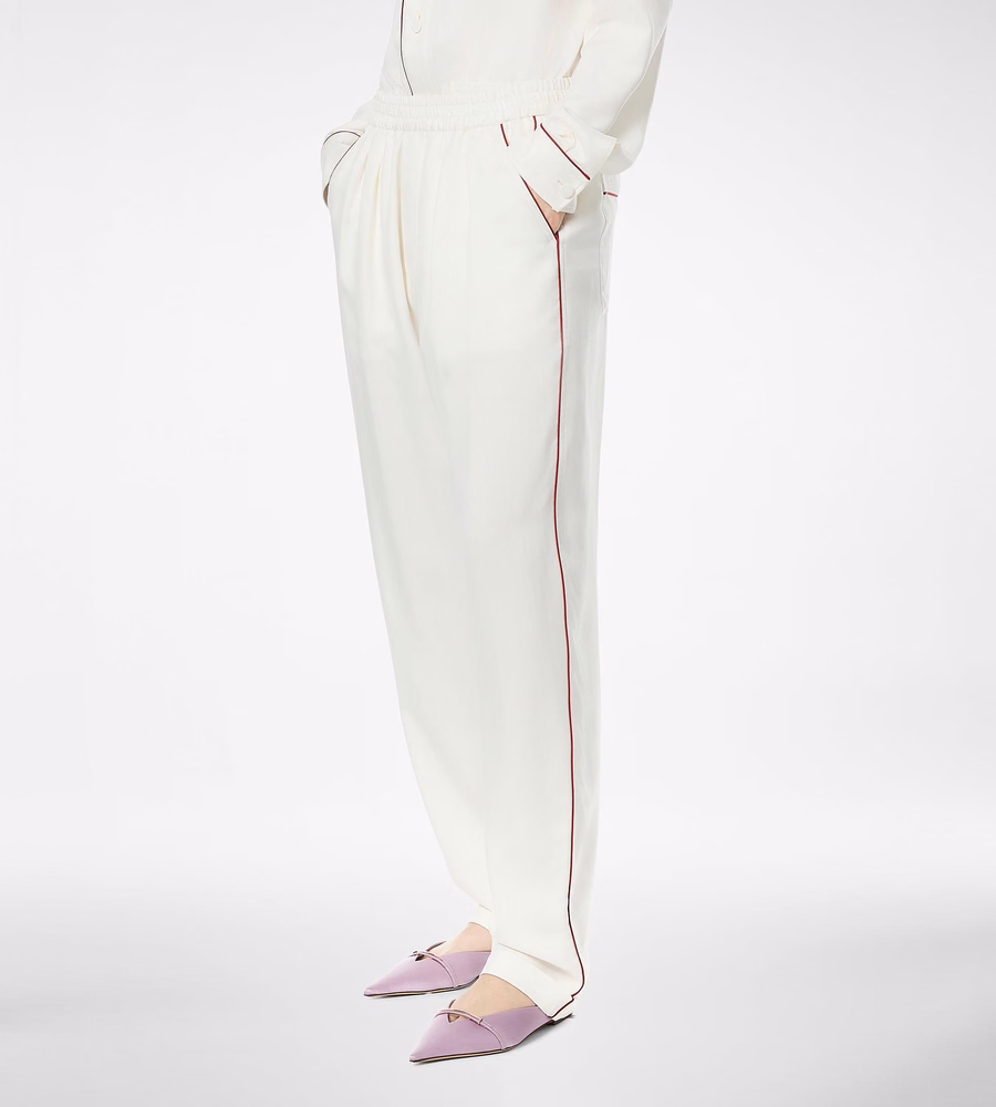 SILK TWILL PJ PANTS WITH PIPING