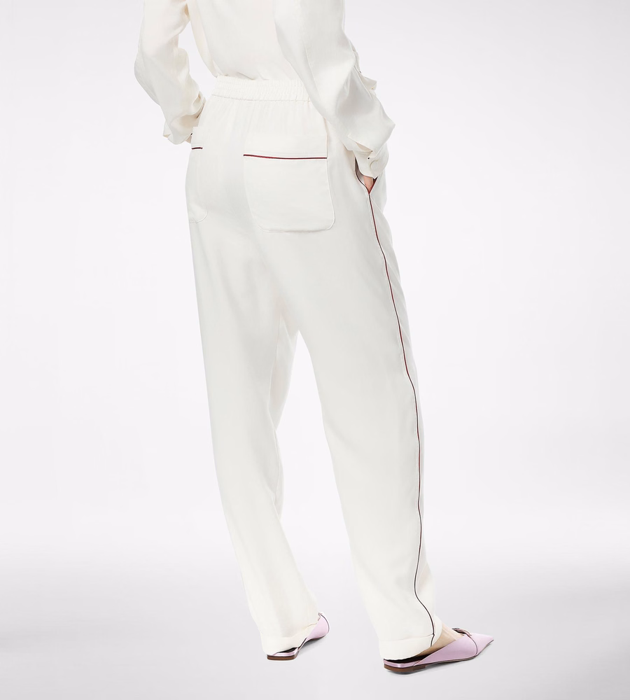 SILK TWILL PJ PANTS WITH PIPING