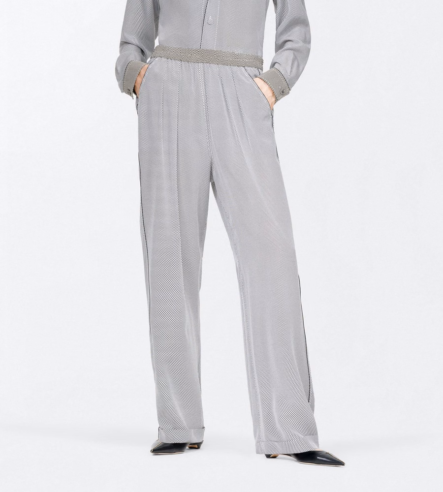 PRINTED NET CREPE DE CHINE PJ PANTS TONAL TF EMBROIDERED LOGO