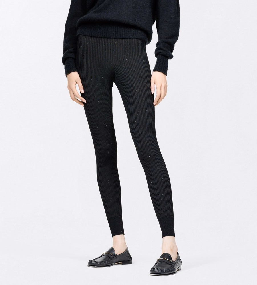 COMPACT LUREX VISCOSE MIXED RIB WITH MICRO SEQUINS LEGGINGS