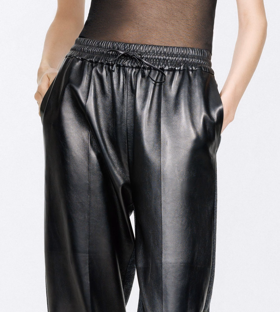 NAPPA LEATHER AND WOOL JOGGERS