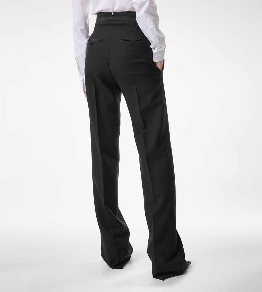 WOOL SILK BLEND HIGH-WAISTED TUXEDO PANTS