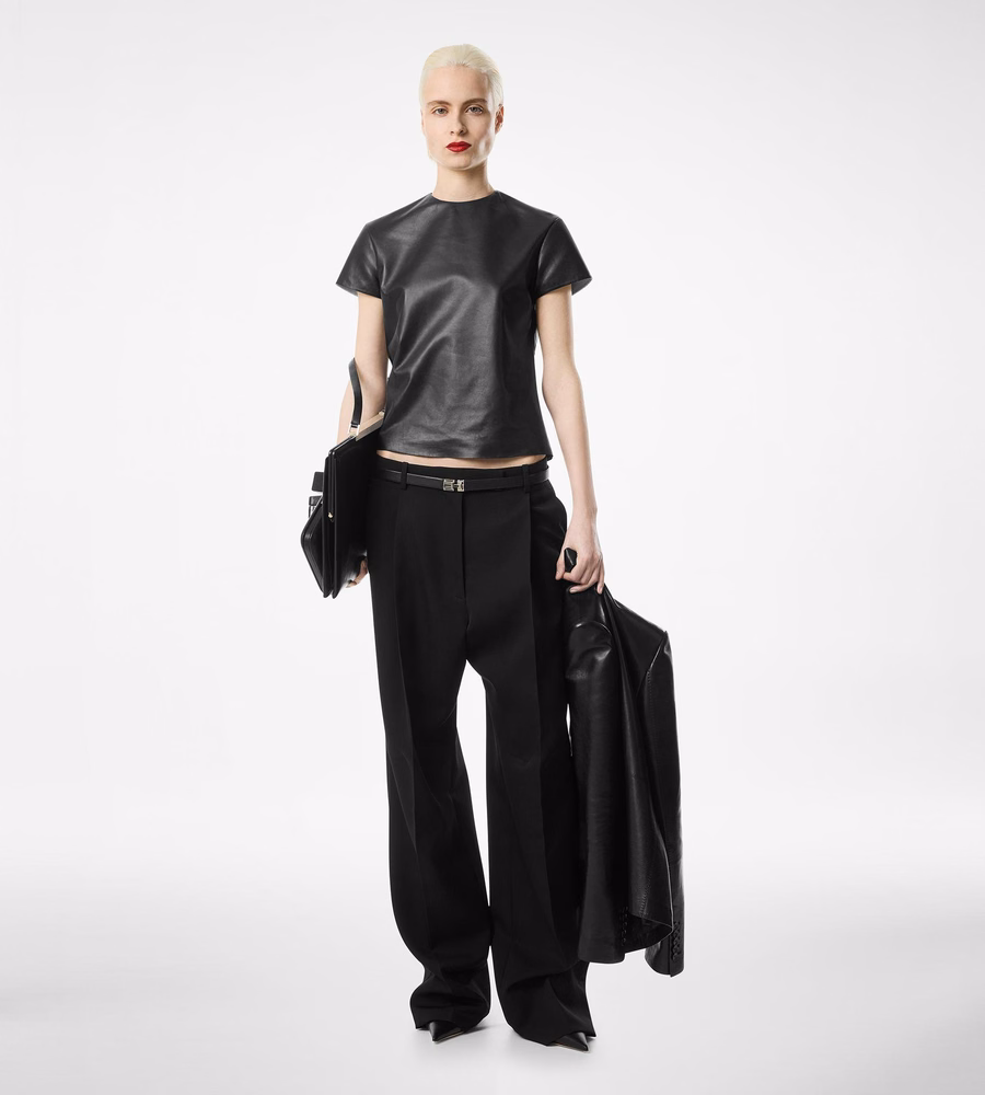 SHARP WOOL PLEATED PANTS