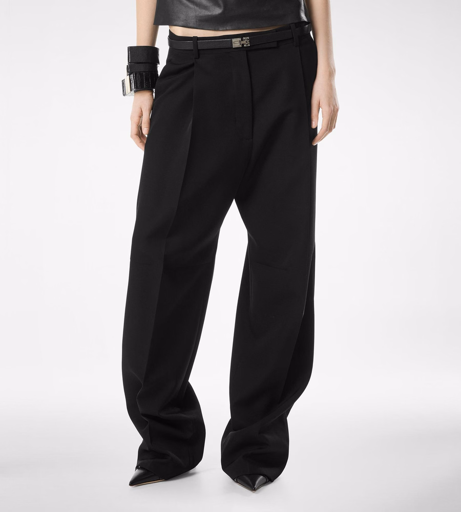SHARP WOOL PLEATED PANTS